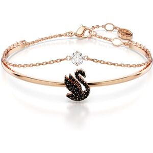 Swarovski Swan bangle, Swan, Black, Rose gold-tone plated Swarovski Swan bangle, Swan, Black, Rose gold-tone plated
