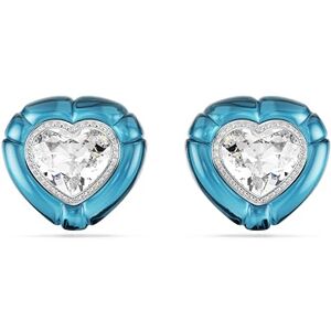 Swarovski Dulcis Clip Earrings, Blue Heart Motif with Clear Heart-Cut Crystals in a Rhodium-Finished Frame, Part of the Dulcis Collection Swarovski Dulcis Clip Earrings, Blue Heart Motif with Clear Heart-Cut Crystals in a Rhodium-Finished Frame, Part of the Dulcis Collection