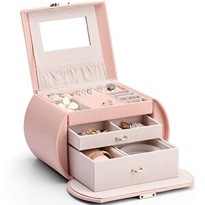 Vlando Jewellery Box for Girls, 3 Layers Leather Jewelry Storage box with Mirror & Removable Pillow for Rings Bracelets Earrings Necklaces Gift Choice Christmas New Year Thanksgiving (Peach Pink) Vlando Jewellery Box for Girls, 3 Layers Leather Jewelry Storage box with Mirror & Removable Pillow for Rings Bracelets Earrings Necklaces Gift Choice Christmas New Year Thanksgiving (Peach Pink)