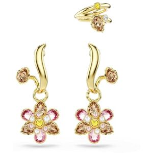 Swarovski Idyllia Earring Set with 2 Drop Earrings and 1 Ear Cuff, Flower Motif with Multicoloured Mixed-Cut Crystals in a Gold-Tone Finished Setting, Part of the Idyllia Collection Swarovski Idyllia Earring Set with 2 Drop Earrings and 1 Ear Cuff, Flower Motif with Multicoloured Mixed-Cut Crystals in a Gold-Tone Finished Setting, Part of the Idyllia Collection