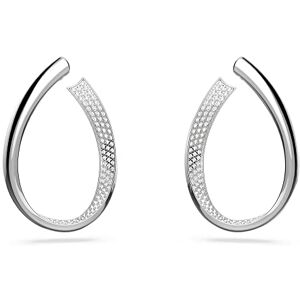 Swarovski Ribbon Hoop Earrings, White Pavé Crystal in a Rhodium Plated Setting, from the Millenia Collection Swarovski Ribbon Hoop Earrings, White Pavé Crystal in a Rhodium Plated Setting, from the Millenia Collection