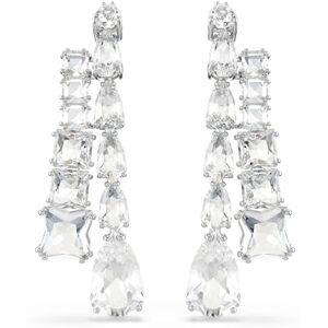 Swarovski Matrix drop earrings, Mixed cuts, White, Rhodium plated Swarovski Matrix drop earrings, Mixed cuts, White, Rhodium plated