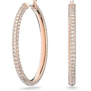 Swarovski Stone hoop earrings, Pink, Rose gold-tone plated Swarovski Stone hoop earrings, Pink, Rose gold-tone plated