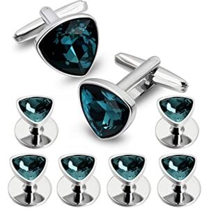 Asdchzen Jewelry Men'S Cufflinks And Stud Earrings Set Best Gifts For Wedding Black And Red Shirt Accessories (Black Small)