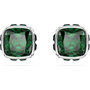 Swarovski Birthstone stud earrings, Square cut, May, Green, Rhodium plated Swarovski Birthstone stud earrings, Square cut, May, Green, Rhodium plated