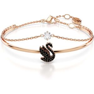Swarovski Swan bangle, Swan, Black, Rose gold-tone plated Swarovski Swan bangle, Swan, Black, Rose gold-tone plated