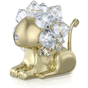 Swarovski Zodiac Leo Figurine, Clear Faceted Crystal and Engraved Gold-Tone Metal, Part of the Zodiac Collection Swarovski Zodiac Leo Figurine, Clear Faceted Crystal and Engraved Gold-Tone Metal, Part of the Zodiac Collection