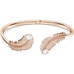 Swarovski Nice Feather Bangle Bracelet, White Crystals and Pink Crystal Pavé with Rose Gold-Tone Plating, from the Nice Collection, Size M Swarovski Nice Feather Bangle Bracelet, White Crystals and Pink Crystal Pavé with Rose Gold-Tone Plating, from the Nice Collection, Size M