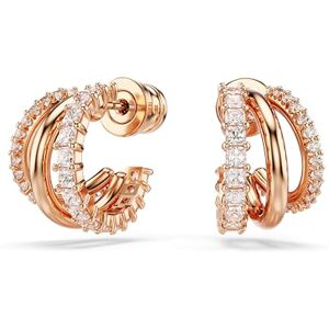 Swarovski Hyperbola Mini Hoop Earrings, Clear Mixed-Cut Stones In A Rose Gold-Tone Finished Setting, Part Of The Hyperbola Collection Swarovski Hyperbola Mini Hoop Earrings, Clear Mixed-Cut Stones In A Rose Gold-Tone Finished Setting, Part Of The Hyperbola Collection