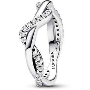 PANDORA Timeless Double wave sterling silver ring with clear cubic zirconia, 48 PANDORA Timeless Double wave sterling silver ring with clear cubic zirconia, 48