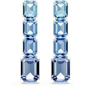 Swarovski Millenia drop earrings, Octagon cut, Colour gradient, Blue, Rhodium plated Swarovski Millenia drop earrings, Octagon cut, Colour gradient, Blue, Rhodium plated