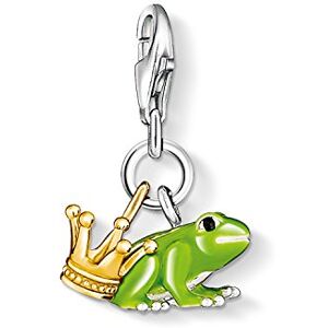 Thomas Sabo 0931-427-6 Silver Plated Crown Pendant Charm with Green Frog Regenbogen/Black Enamelled Thomas Sabo 0931-427-6 Silver Plated Crown Pendant Charm with Green Frog Regenbogen/Black Enamelled