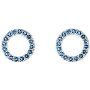 Dew Sterling Silver and Blue Cubic Zirconia Open Circle Stud Earrings