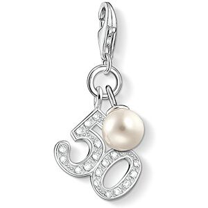 Thomas Sabo Women Charm Pendant Number 50 Pearl Charm Club 925 Sterling Silver 1241-167-14 Thomas Sabo Women Charm Pendant Number 50 Pearl Charm Club 925 Sterling Silver 1241-167-14