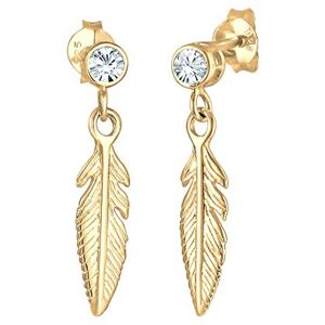 Elli Earrings Women Feather Pendant Trend with Crystals in 925 Sterling Silver Elli Earrings Women Feather Pendant Trend with Crystals in 925 Sterling Silver