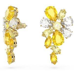 Swarovski Gema drop earrings, Mixed cuts, Flower, Yellow, Gold-tone plated Swarovski Gema drop earrings, Mixed cuts, Flower, Yellow, Gold-tone plated