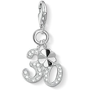 Thomas Sabo Women Charm Pendant Number 30 Cloverleaf Zirconia Charm Club 925 Sterling Silver 1237-051-14 Thomas Sabo Women Charm Pendant Number 30 Cloverleaf Zirconia Charm Club 925 Sterling Silver 1237-051-14
