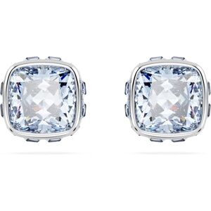 Swarovski Birthstone stud earrings, Square cut, March, Blue, Rhodium plated Swarovski Birthstone stud earrings, Square cut, March, Blue, Rhodium plated