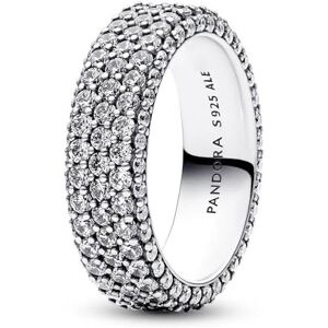 PANDORA Timeless Sterling silver Pavé Triple-row ring with clear cubic zirconia, 60 PANDORA Timeless Sterling silver Pavé Triple-row ring with clear cubic zirconia, 60