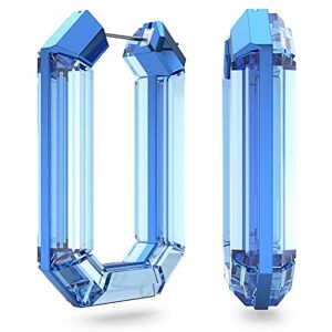 Swarovski Octagon Hoop Earrings, Fully Cut Blue Crystal with a Subtle Aluminium Fastner, from the Lucent collection Swarovski Octagon Hoop Earrings, Fully Cut Blue Crystal with a Subtle Aluminium Fastner, from the Lucent collection