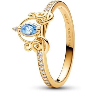 PANDORA Disney Cinderella 14k gold-plated ring with clear and fancy light blue cubic zirconia, 50 PANDORA Disney Cinderella 14k gold-plated ring with clear and fancy light blue cubic zirconia, 50