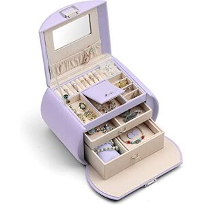 Vlando Faux Leather Jewellery Box Lockable Necklace Earrings Rings Storage Case with Big Mirror and Storage Drawers For Birthday Gift Vlando Faux Leather Jewellery Box Lockable Necklace Earrings Rings Storage Case with Big Mirror and Storage Drawers For Birthday Gift