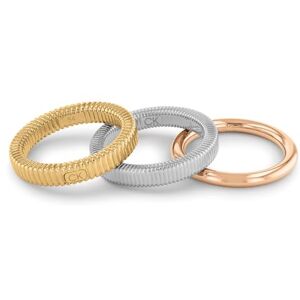 Calvin Klein Women's PLAYFUL REPETITION Collection Set of 3 Rings in Stainless Steel, Yellow and Carnation Gold 35000027B Calvin Klein Women's PLAYFUL REPETITION Collection Set of 3 Rings in Stainless Steel, Yellow and Carnation Gold 35000027B