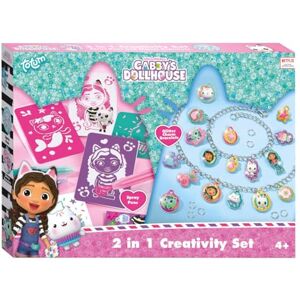 Totum Gabby's Dollhouse Craft Set 2 in 1 Glitter Charm Bracelets & Blow Pens Set, Pink Totum Gabby's Dollhouse Craft Set 2 in 1 Glitter Charm Bracelets & Blow Pens Set, Pink