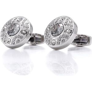 Acruz Men's Shirt Cufflinks Metallic Silver Cufflinks Flash Diamond Round French Shirt Cuff Nails Cuff Buttons