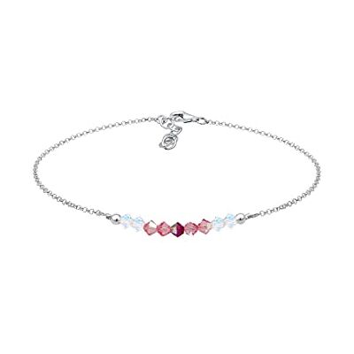 Elli Women's Ball Beach Sea Rose Crystals Anklet 925 Sterling Silver Elli Women's Ball Beach Sea Rose Crystals Anklet 925 Sterling Silver