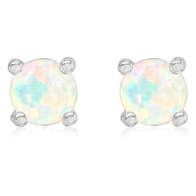 Amazon Essentials Sterling Silver Rhodium Plated White Opal October Birthstone Stud Earring Amazon Essentials Sterling Silver Rhodium Plated White Opal October Birthstone Stud Earring