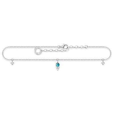 Thomas Sabo Anklet Turquoise Stone Silver 925 Sterling Silver Thomas Sabo Anklet Turquoise Stone Silver 925 Sterling Silver