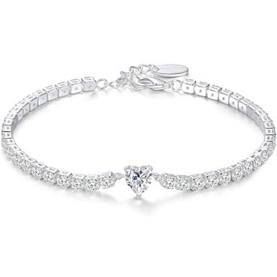 Philip Jones Heart Solitaire Tennis Bracelet Created with Zircondia® Crystals Philip Jones Heart Solitaire Tennis Bracelet Created with Zircondia® Crystals