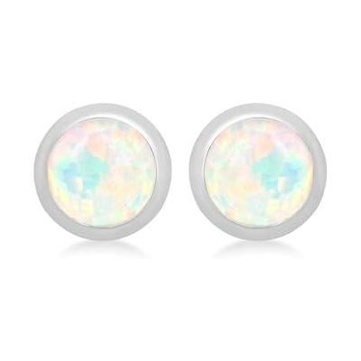 Amazon Essentials Sterling Silver White Cabochon Synthetic Opal October Birthstone Stud Earrings Amazon Essentials Sterling Silver White Cabochon Synthetic Opal October Birthstone Stud Earrings