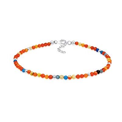 Nenalina Anklet 925 Sterling Silver Boho Fashion Multicoloured Beads with Silver Balls Women Ankle Stone Bracelet Adjustable Length 22-25 cm 925 Sterling Silver Nenalina Anklet 925 Sterling Silver Boho Fashion Multicoloured Beads with Silver Balls Women Ankle Stone Bracelet Adjustable Length 22-25 cm 925 Sterling Silver