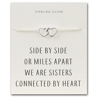 Philip Jones Sterling Silver Sister Heart Link Bracelet with Quote Card Philip Jones Sterling Silver Sister Heart Link Bracelet with Quote Card