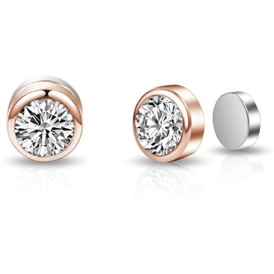 Philip Jones Rose Gold Plated 6mm Magnetic Clip On Earrings Created with Zircondia® Crystals Philip Jones Rose Gold Plated 6mm Magnetic Clip On Earrings Created with Zircondia® Crystals