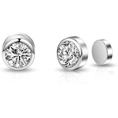 Philip Jones Silver Plated 6mm Magnetic Clip On Earrings Created with Zircondia® Crystals Philip Jones Silver Plated 6mm Magnetic Clip On Earrings Created with Zircondia® Crystals