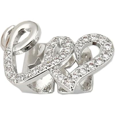 TQUXNGA Artistic Lightweight Copper Grillzs Mouthpiece, Silver Double Heart Design with Sparkling Zircon Stones, Light Body Jewelry for Everyday Wear, Costume Accessories TQUXNGA Artistic Lightweight Copper Grillzs Mouthpiece, Silver Double Heart Design with Sparkling Zircon Stones, Light Body Jewelry for Everyday Wear, Costume Accessories