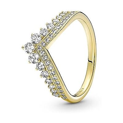 PANDORA Timeless Tiara wishbone 14k gold-plated ring with clear cubic zirconia, 54 PANDORA Timeless Tiara wishbone 14k gold-plated ring with clear cubic zirconia, 54