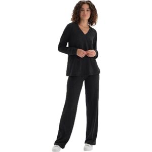 Dagi Women's Regular Waist Jogger Knitted Pants Pyjama Bottom, Anthracite, Dagi Women's Regular Waist Jogger Knitted Pants Pyjama Bottom, Anthracite,