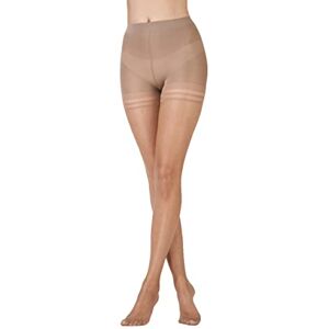 Pretty Polly Women's Nylons 10D Gloss Secret Slimmer Tights glossy fine 10 DEN Tights, Beige (Shrr Sherry), Medium (Manufacturer Size:ML) Pretty Polly Women's Nylons 10D Gloss Secret Slimmer Tights glossy fine 10 DEN Tights, Beige (Shrr Sherry), Medium (Manufacturer Size:ML)