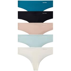 Calvin Klein Women's 5 Pack Thongs, Multicolor (Teal Marine/Cloud Blue/Black/Ivory), S Calvin Klein Women's 5 Pack Thongs, Multicolor (Teal Marine/Cloud Blue/Black/Ivory), S