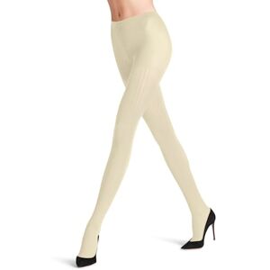 FALKE Women's Prime Rib 60 DEN W Ti Semi-Opaque Patterned 1 Pair Tights, White Off-White 2059, S FALKE Women's Prime Rib 60 DEN W Ti Semi-Opaque Patterned 1 Pair Tights, White Off-White 2059, S