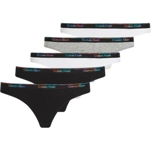 Calvin Klein Women's 5 Pack Thongs with Logo, Multicolor (Black/White/Black/Gry Htr/White), L Calvin Klein Women's 5 Pack Thongs with Logo, Multicolor (Black/White/Black/Gry Htr/White), L
