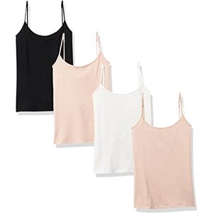 Amazon Essentials Women's Slim-Fit Camisole, Pack of 4, Beige/Black/White, Small Amazon Essentials Women's Slim-Fit Camisole, Pack of 4, Beige/Black/White, Small
