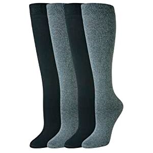 Amazon Essentials Women's Comfortable Casual Cotton Knee-High Socks, 4 Pairs, Black/Grey, 3-7 Amazon Essentials Women's Comfortable Casual Cotton Knee-High Socks, 4 Pairs, Black/Grey, 3-7