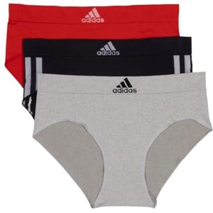 adidas Women's Seamless Brief Panties 3-Pack, Black With Stripes/Heather Grey/Vivid Red, L adidas Women's Seamless Brief Panties 3-Pack, Black With Stripes/Heather Grey/Vivid Red, L