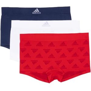 adidas Women's Seamless Boy Shorts Underwear 3-Pack, Vivid Red W. Logo Jacq/White/Night Indigo, L adidas Women's Seamless Boy Shorts Underwear 3-Pack, Vivid Red W. Logo Jacq/White/Night Indigo, L