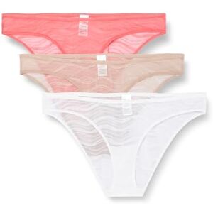 Calvin Klein Women's 3 Pack Bikini (Low-Rise), Calypso Coral/Cedar/White, L Calvin Klein Women's 3 Pack Bikini (Low-Rise), Calypso Coral/Cedar/White, L